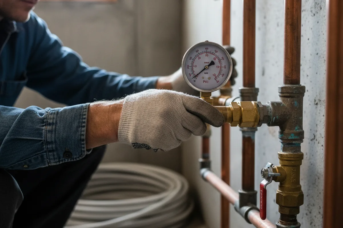 Pressure testing a repaired line during Water Line Repair in Taneyville